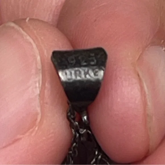 925 Sterling Silver Necklace & Pendant Italy chain vintage blue stone - Picture 7 of 16